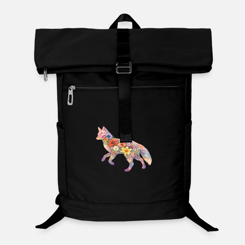 Fuchs Aquarell Silhouette Blumen Laptop-Rucksack 