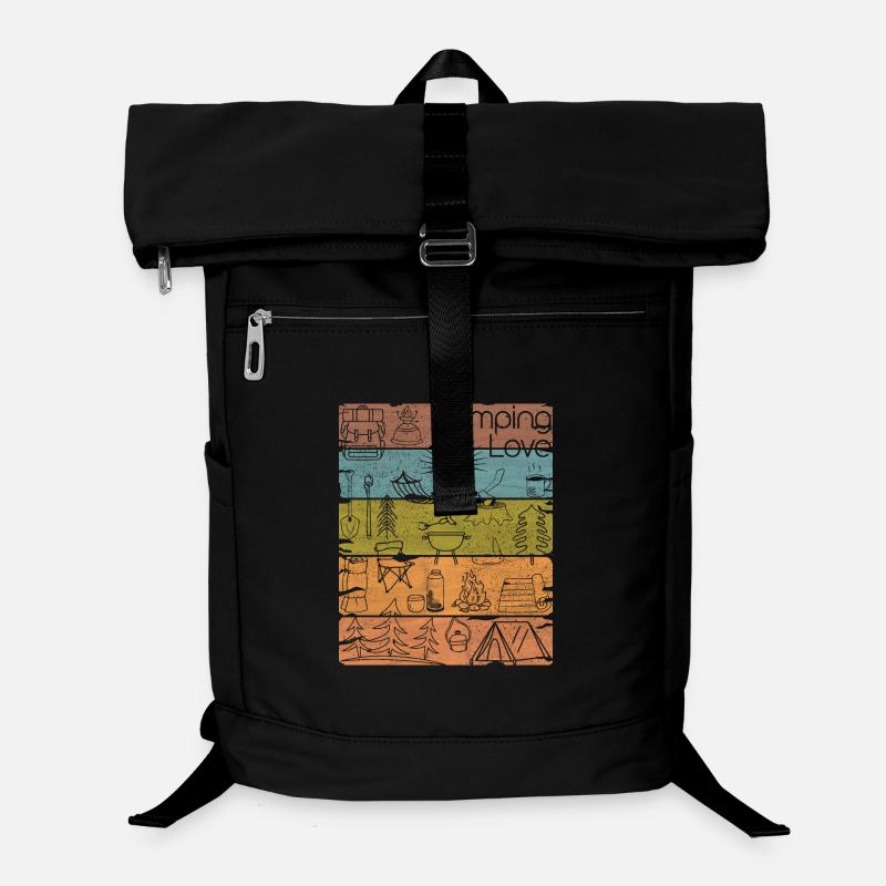 Camping Love lineart retro hell Laptop-Rucksack 
