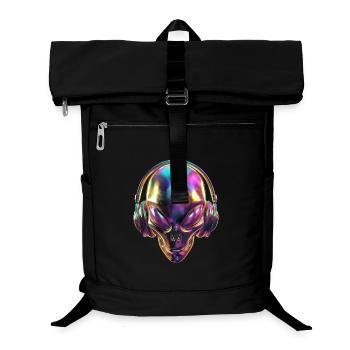 Chromatischer Alien-Kopf mit Kopfhörern - Laptop-Rucksack  - Schwarz - Vorne