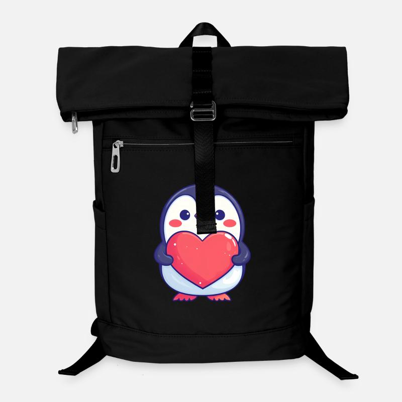 Pinguin mit rotem Herz - Entzückender Cartoon Laptop-Rucksack 
