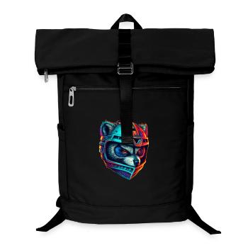 Panda cyborg casque néon - Sac à dos ordinateur - noir - Devant