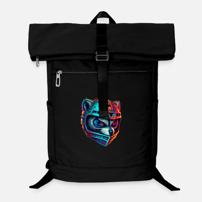 Panda cyborg casque néon Sac à dos ordinateur