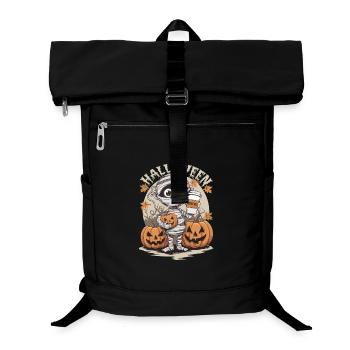 Adorable momie d’Halloween avec citrouille - Sac à dos ordinateur - noir - Devant