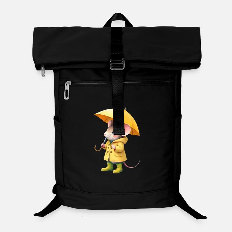 Mouse in Yellow Raincoat - Laptop Backpack - black