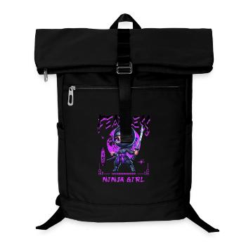 Chibi Ninja Girl avec Katana - Sac à dos ordinateur - noir - Devant