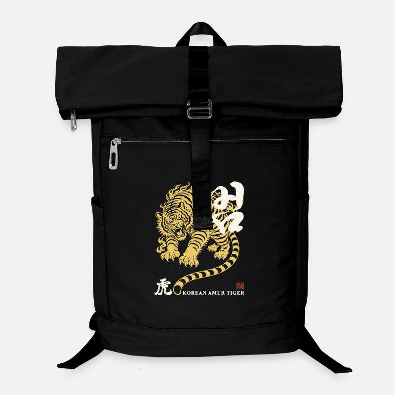 Golden Korean Tiger Design Laptop Backpack