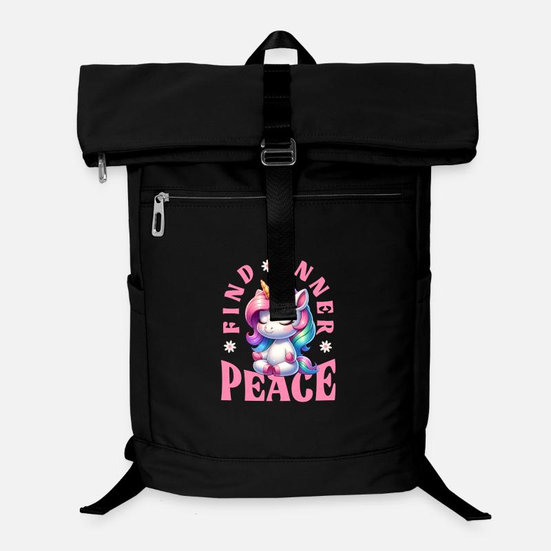 Finde Innere Ruhe Einhorn Yoga Laptop-Rucksack 