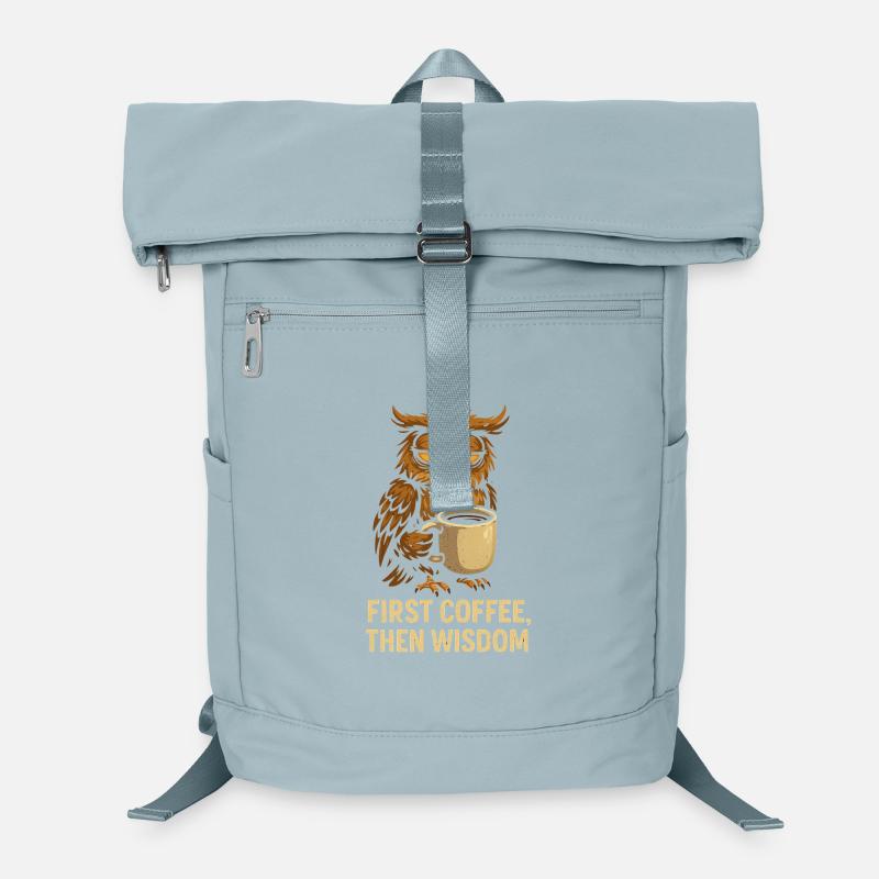 Eule mit Kaffee: Erst Kaffee, dann Weisheit Laptop-Rucksack 