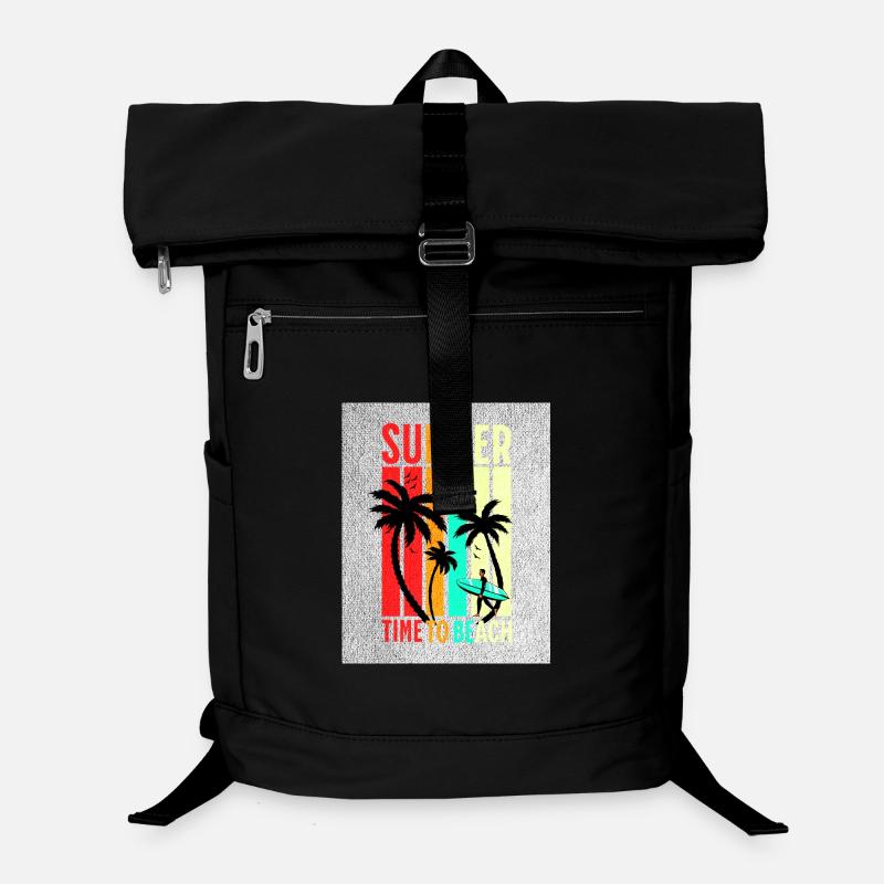 Surf des rayures de plage d’été - Sac à dos ordinateur - noir
