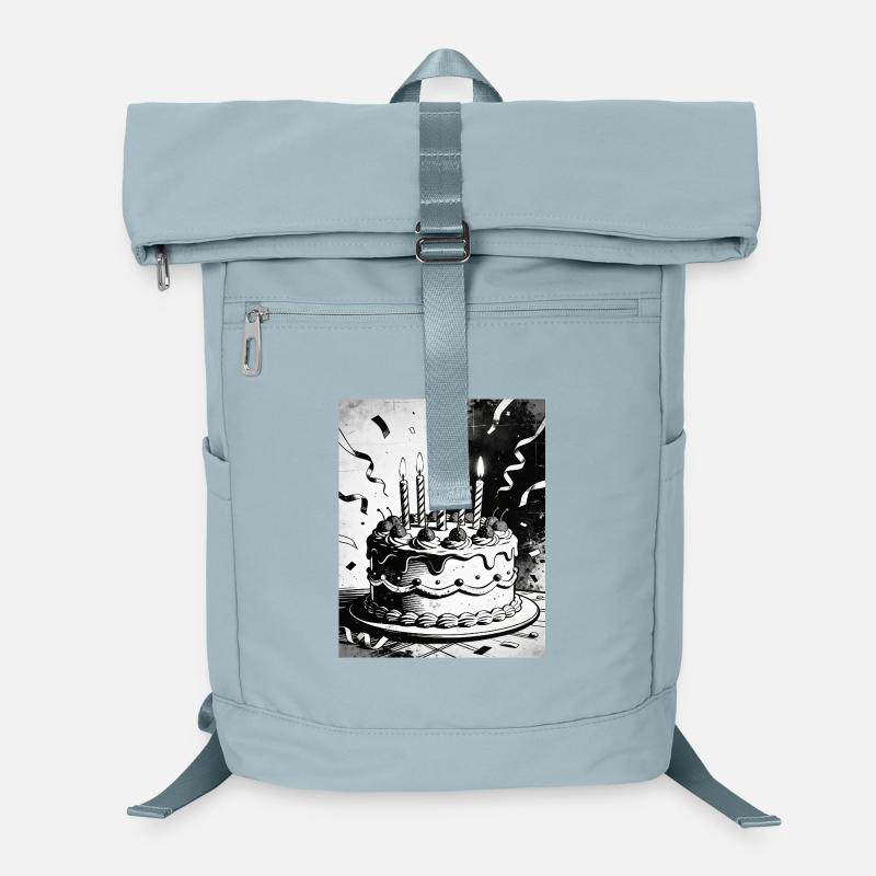 Monochromer Geburtstagskuchen Kerzen Laptop-Rucksack 