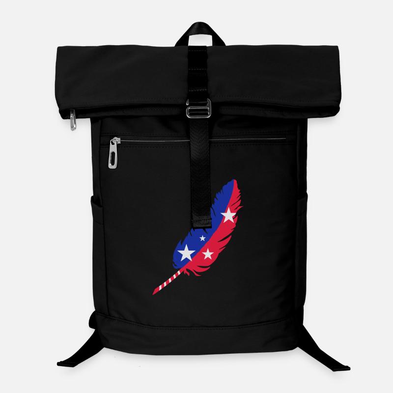 une plume-bleu, rouge avec des étoiles Sac à dos ordinateur