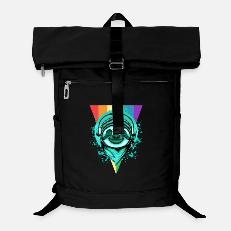 Sloth with headphones & rainbow Laptop Backpack