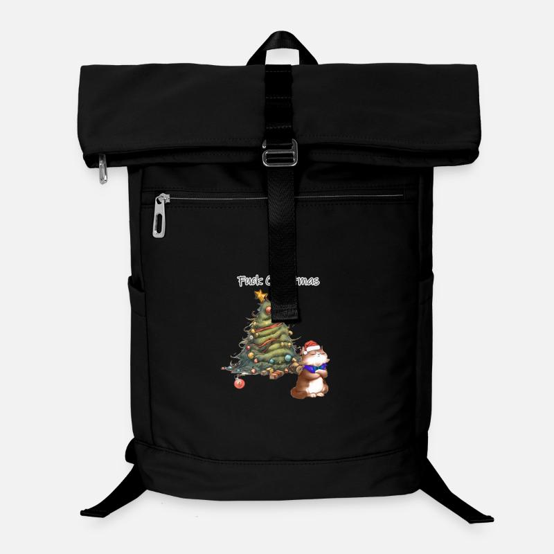 Arbre de Noël irrévérencieux avec chat Père Noël - Sac à dos ordinateur - noir
