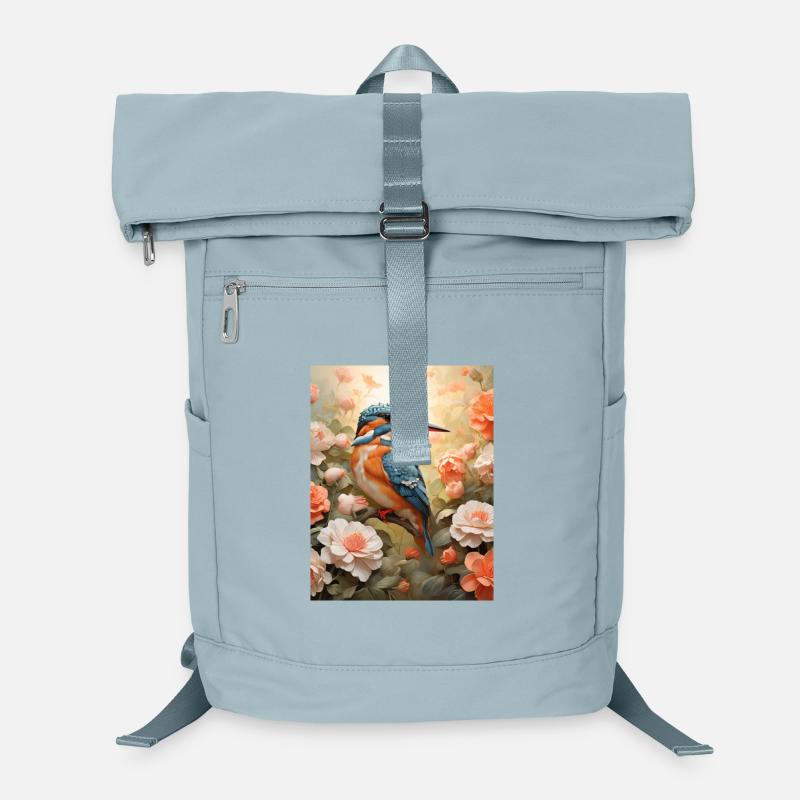Martin-pêcheur dans une mer de fleurs Sac à dos ordinateur