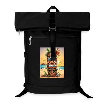 Tiki Statue - Laptop-Rucksack  - Schwarz - Vorne
