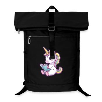 Mignon dessin animé licorne lisant un livre - Sac à dos ordinateur - noir - Devant