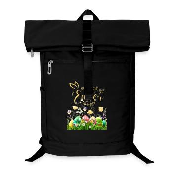 Goldenes Osterfest - Blumen und Eier - Laptop-Rucksack  - Schwarz - Vorne