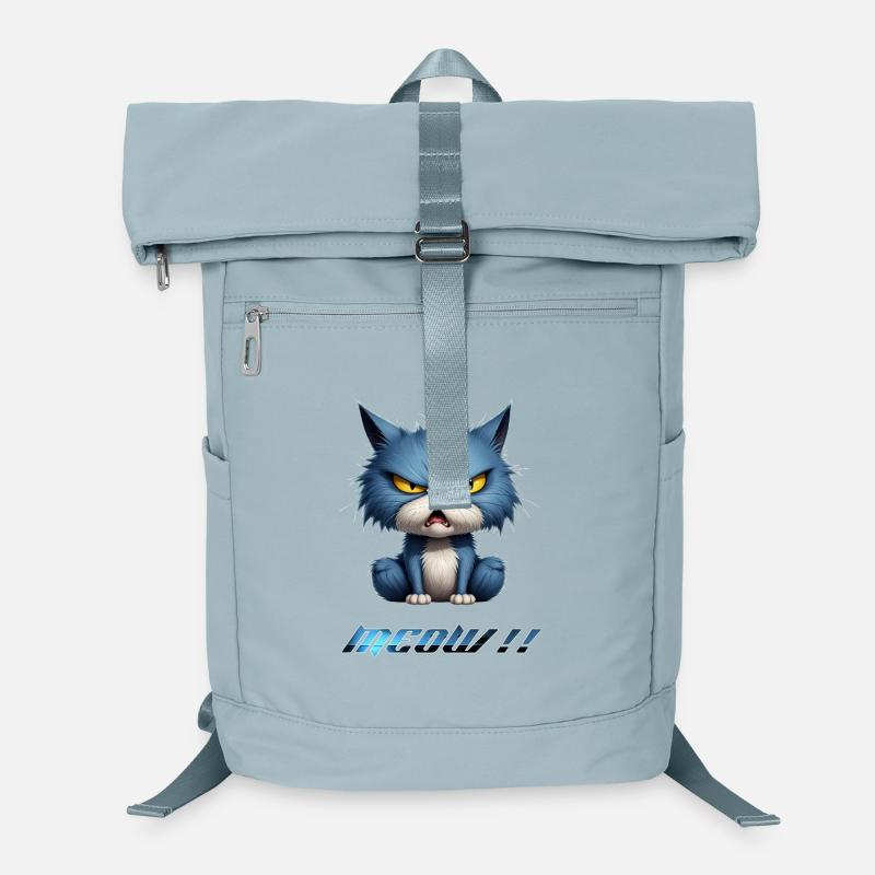 Angry Blue Cat Pixel Meow Laptop Backpack