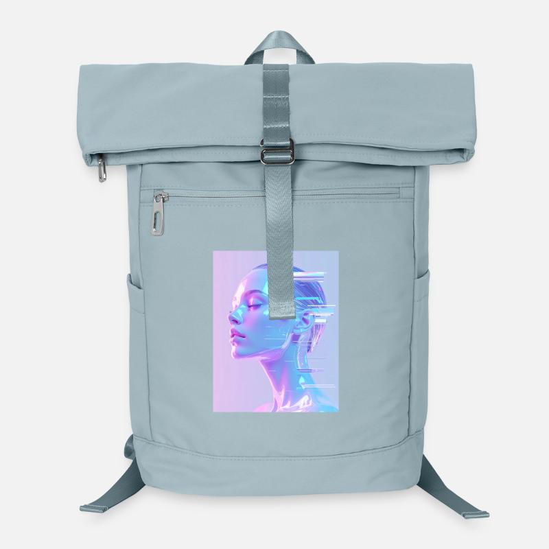 Holographic Glitch Portrait Laptop Backpack