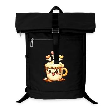 Cœur de tasse de café sourire latte - Sac à dos ordinateur - noir - Devant
