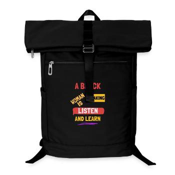 a black woman is speaking listen and learn - Laptop Backpack - black - Front