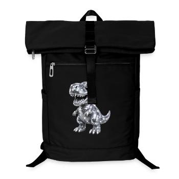 Süßer Dino T-Rex Disco Glitzer 80s 90s - Laptop-Rucksack  - Schwarz - Vorne