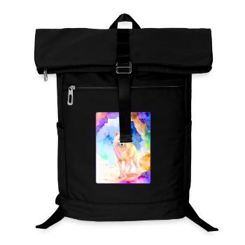 White wolf in front of colorful cave - Laptop Backpack - black - Front