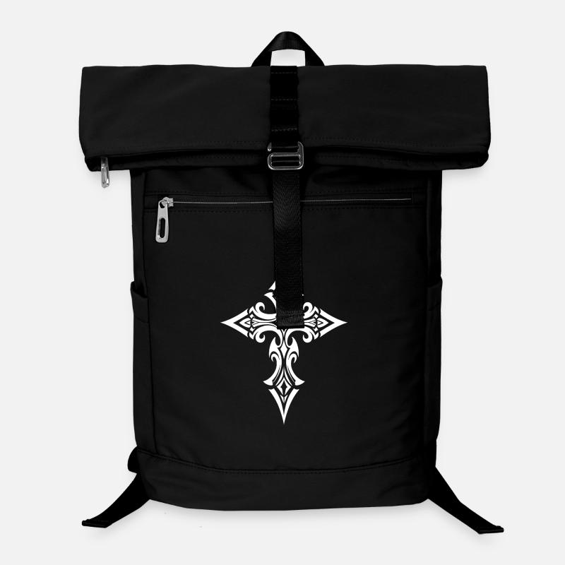 Croix en filigrane ornée - Sac à dos ordinateur - noir