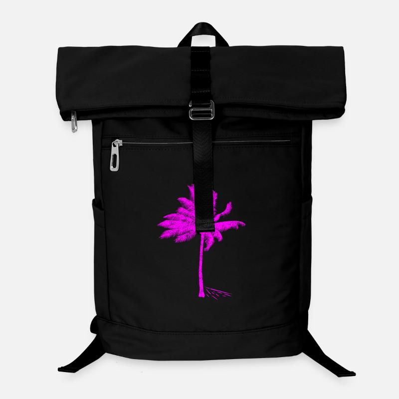 Neon Pink Palm Tree Silhouette - Laptop Backpack - black