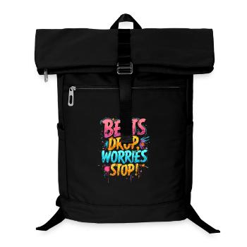 BEATS DROP, WORRIES STOP, MUSIC - Laptop Backpack - black - Front