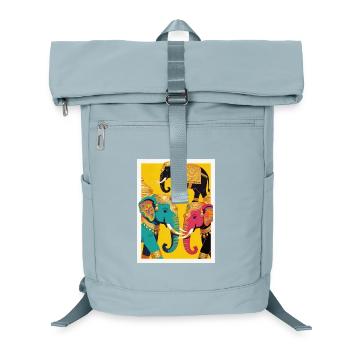 Goldfarbene Elefanten auf gelbem Hintergrund - Laptop-Rucksack  - Eisblau - Vorne