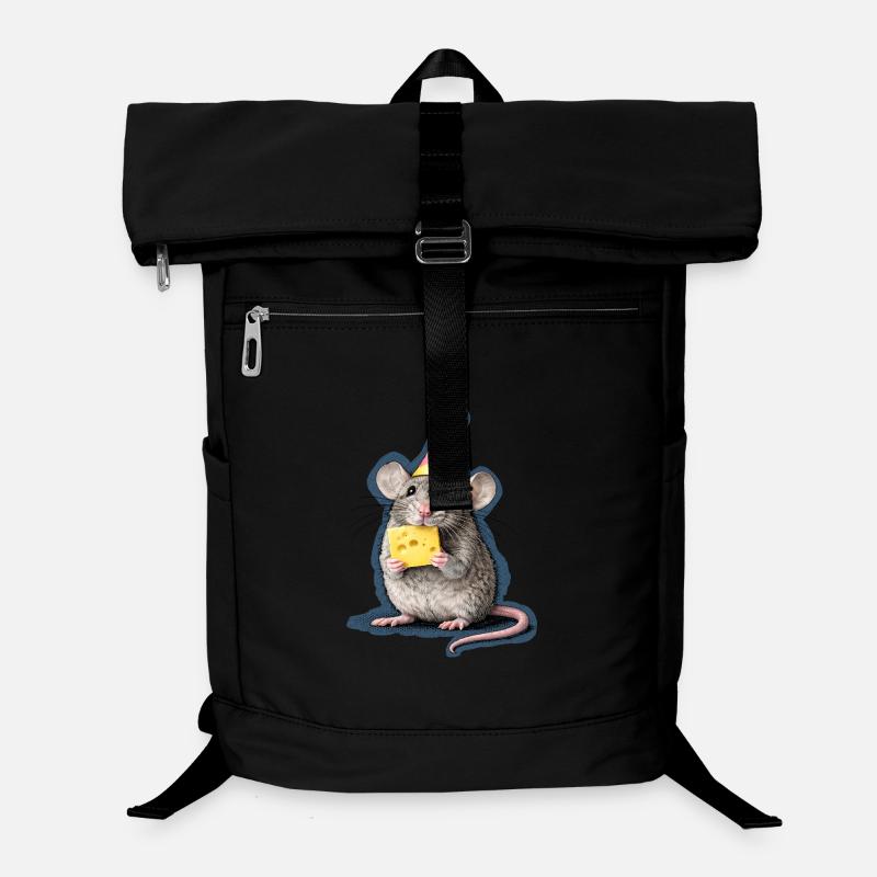 Partymaus mit Käse – Mixed Media Kunst Laptop-Rucksack 