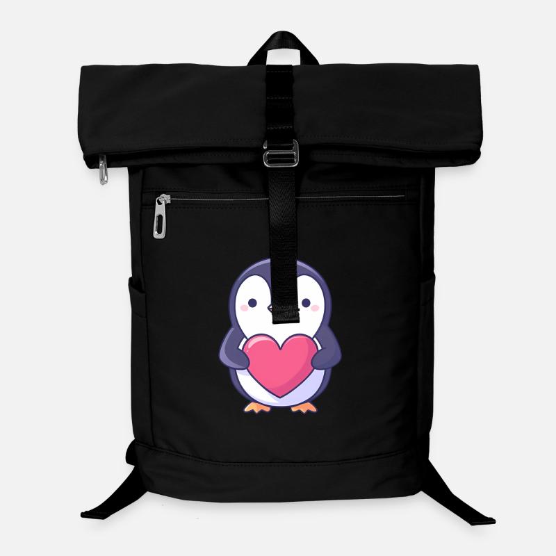 Pinguin mit rotem Herz - Entzückender Cartoon Laptop-Rucksack 