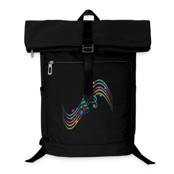 Bunte Symphonie auf schwungvollen Notenlinien - Laptop-Rucksack  - Schwarz - Vorne