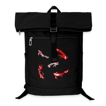 carp red fish koi japan pattern abstract art - Laptop Backpack - black - Front