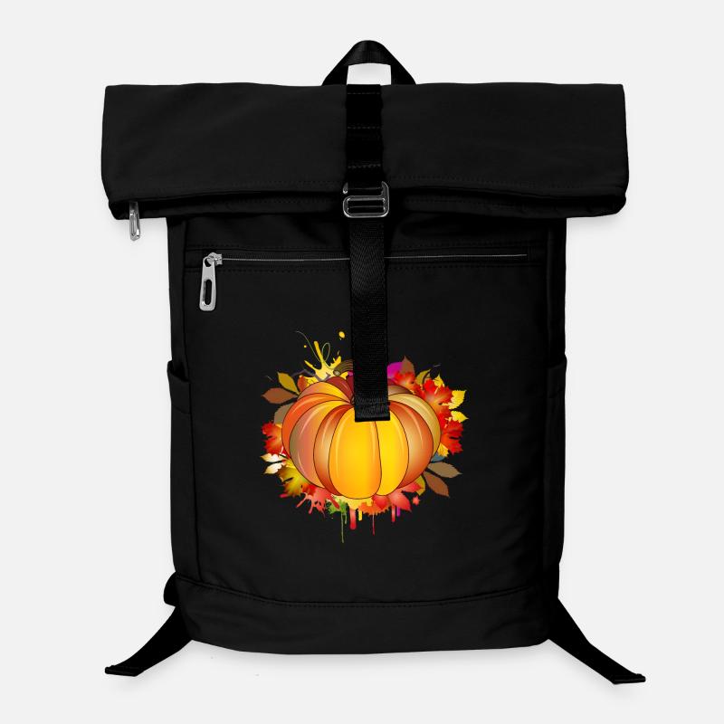 Kürbis in herbstliche Farben,Herbstlaub & Graffiti Laptop-Rucksack 