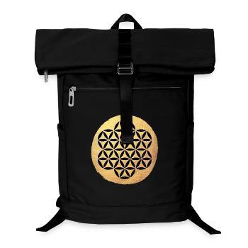 Yoga Circle Flower of Life Gold Pattern om Namaste - Laptop Backpack - black - Front