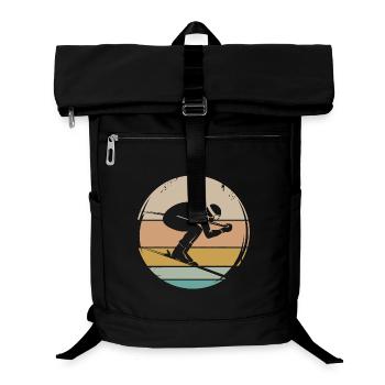 Skier retro downhill winter winter sports icon - Laptop Backpack - black - Front