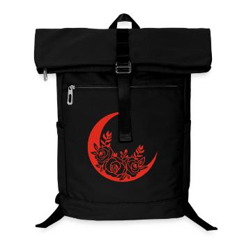 Roter blühender Mond - Laptop-Rucksack  - Schwarz - Vorne