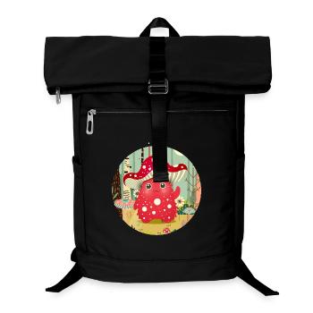 Lustiges Pilz-Monster im bunten Wald - Laptop-Rucksack  - Schwarz - Vorne