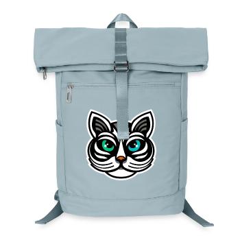 Whimsical Odd-Eyed Cat Cartoon Design - Laptop Backpack - ice blue - Front