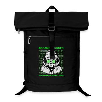 Became a Coder – Hacker Dog Binary Look - Laptop-Rucksack  - Schwarz - Vorne