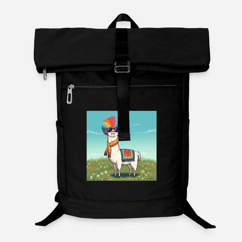 Funky Rainbow Llama Laptop Backpack