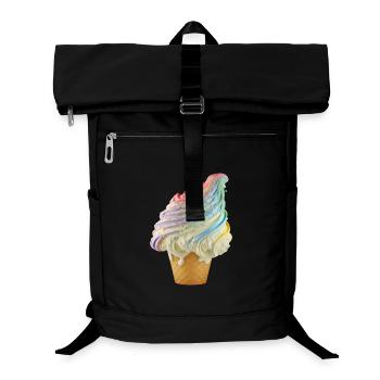 Regenbogen-Eiscreme Wellen - Laptop-Rucksack  - Schwarz - Vorne