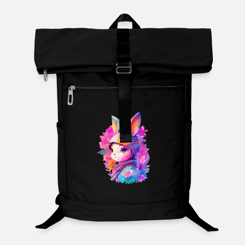 Kaninchenärmel in Aquarell mit Blumen Laptop-Rucksack 