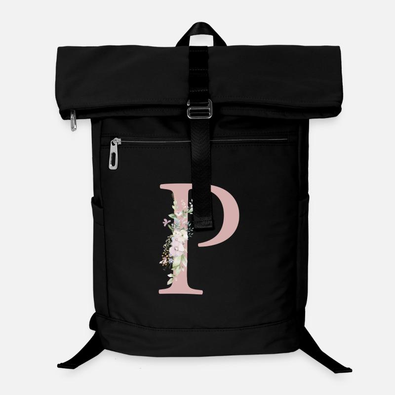 P Monogram, Floral, Customizable Laptop Backpack