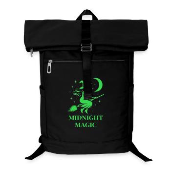 Fliegende Hexe bei Nacht mit Mond in Grün - Laptop-Rucksack  - Schwarz - Vorne