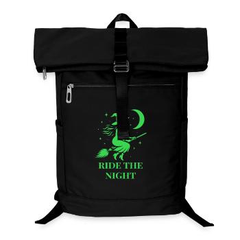 Halloween Hexe reitet durch die Nacht mit Mond - Laptop-Rucksack  - Schwarz - Vorne