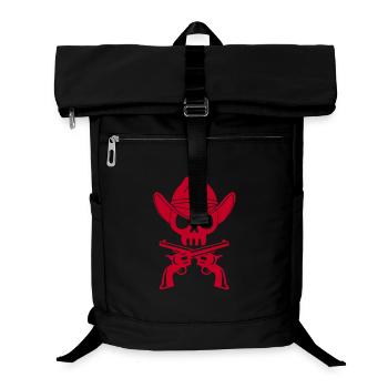 Crâne de cowboy et pistolets croisés (rouge) - Sac à dos ordinateur - noir - Devant