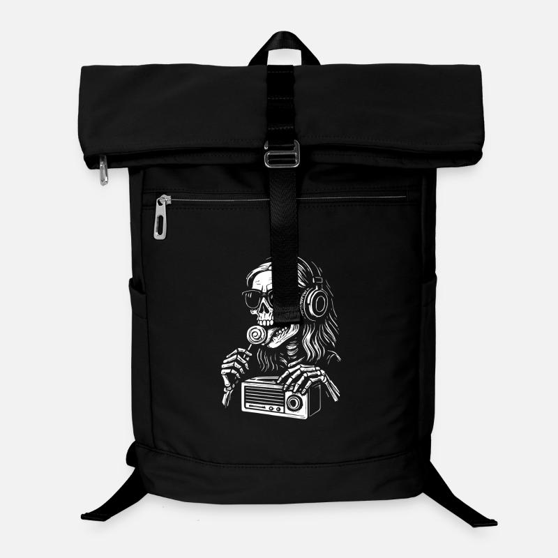 Skeleton-DJ Radio Black White - Laptop-Rucksack  - Schwarz